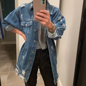 Audrey 3 plus 1 Distressed Denim Jacket long small